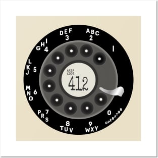 Rotary Dial Phone 412 Area Code Posters and Art